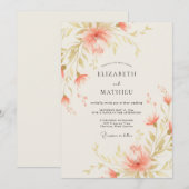 Invitation Peinture de mariage Corail Or (Devant / Derrière)