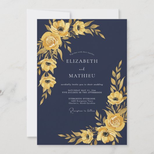 Invitation Peinture de mariage jaune moutarde de minuit (Devant)