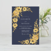 Invitation Peinture de mariage jaune moutarde de minuit (Debout devant)