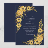Invitation Peinture de mariage jaune moutarde de minuit (Devant / Derrière)