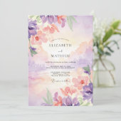 Invitation Peinture de mariage lilas ambre (Debout devant)