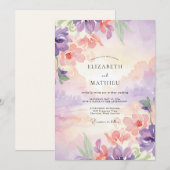 Invitation Peinture de mariage lilas ambre (Devant / Derrière)
