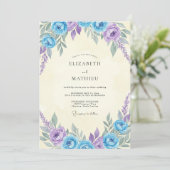 Invitation Peinture de mariage lilas azur (Debout devant)