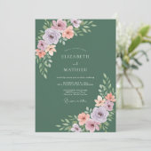 Invitation Peinture de mariage lilas mousse (Debout devant)