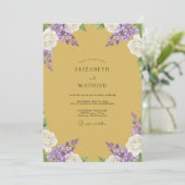 Invitation Peinture de mariage lilas moutarde (Debout devant)