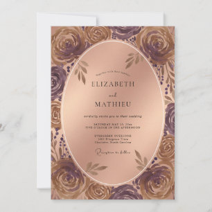 Invitation Peinture de mariage mauve cuivre