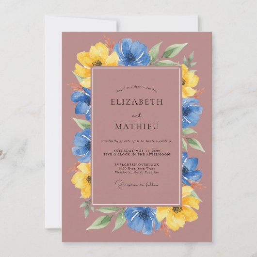 Invitation Peinture de mariage mauve moutarde (Devant)