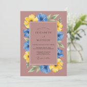 Invitation Peinture de mariage mauve moutarde (Debout devant)