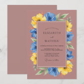 Invitation Peinture de mariage mauve moutarde (Devant / Derrière)