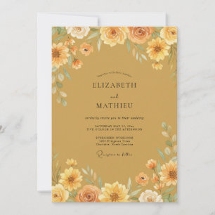 Invitation Peinture de mariage Tournesol Ocre