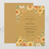 Invitation Peinture de mariage Tournesol Ocre (Devant / Derrière)