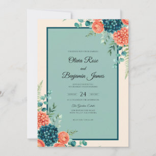 Invitation Peinture de mariage tropicale écume de mer