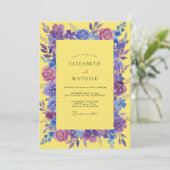 Invitation Peinture de mariage violet jaune (Debout devant)