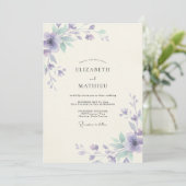 Invitation Peinture de mariage violet mousse de mer (Debout devant)