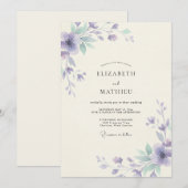 Invitation Peinture de mariage violet mousse de mer (Devant / Derrière)