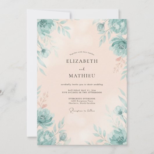 Invitation Peinture de mer crémeuse pour mariage (Devant)