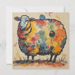 Invitation Peinture de mouton à l'aquarelle ludique
