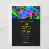 Invitation Peinture de néon coloré Paint Splatter Paintball A (Dos)