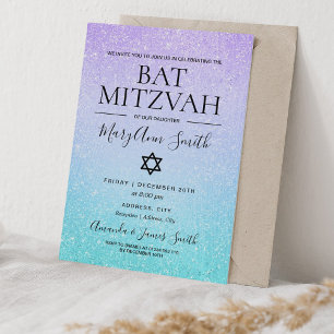 Invitation Peinture de Parties scintillant Faux Bat mitzvah v
