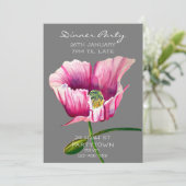 Invitation Peinture de pavot rose aquarelle moderne (Debout devant)