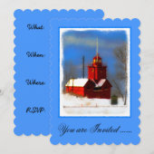 Invitation Peinture de phare rouge - Art original (Devant / Derrière)