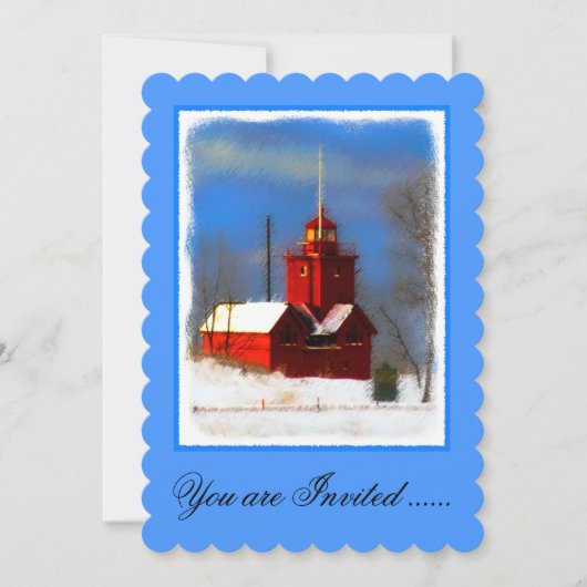 Invitation Peinture de phare rouge - Art original (Devant)