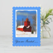 Invitation Peinture de phare rouge - Art original (Debout devant)