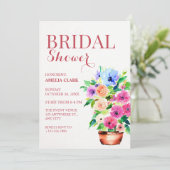 Invitation Peinture de pot floral shower de mariage (Debout devant)