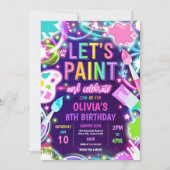 Invitation Peinture de poterie de Neon brillant fête d'annive (Devant)