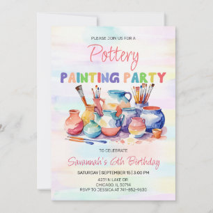 Invitation Peinture de poterie fête d'anniversaire