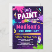 Invitation Peinture de poterie fête d'anniversaire (Devant)