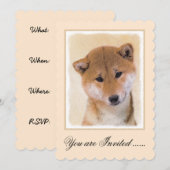 Invitation Peinture de Shiba Inu (rouge) - Art original du ch (Devant / Derrière)