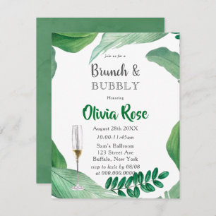 Invitation Peinture de verdure Feuilles Brunch & Bubbly Invit