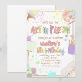 Invitation Peinture d'invitation de fête pour enfants Art en (Devant / Derrière)