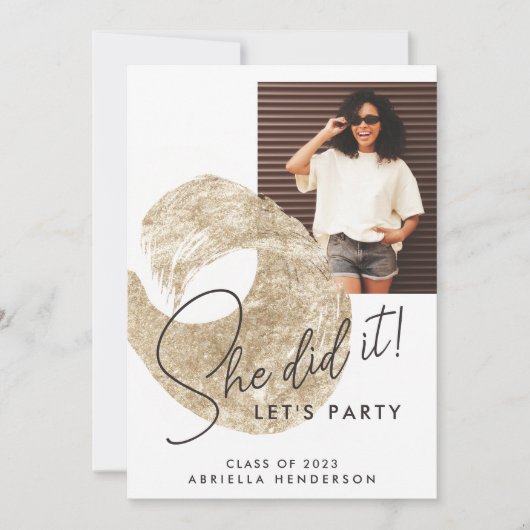 Invitation Peinture d'or moderne Diplôme photo (Devant)