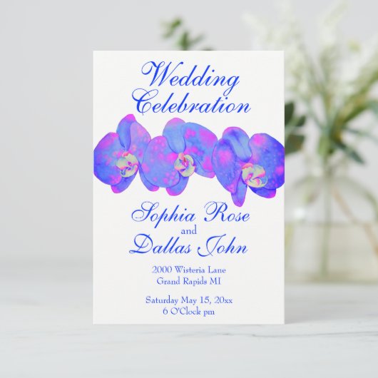 Invitation Peinture d'orchidée violette violette (Debout devant)