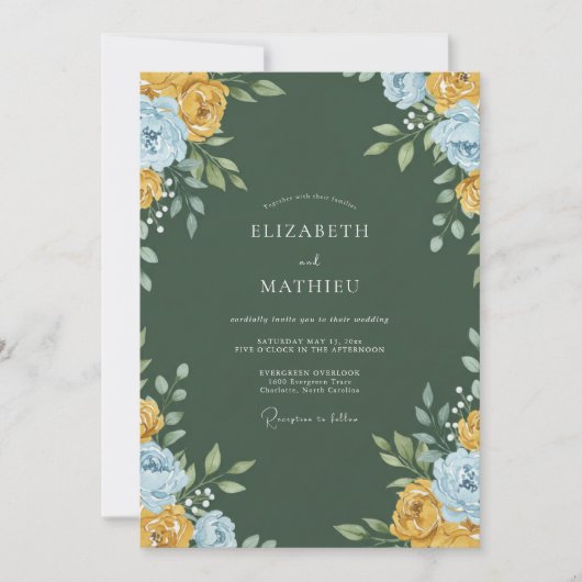 Invitation Peinture dorée moutarde pour mariage (Devant)