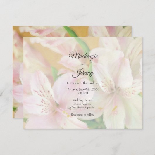 Invitation Peinture douce Alstromeria (Devant / Derrière)