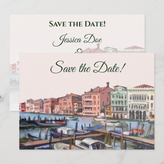 Invitation Peinture du Grand Canal, Venise, Italie Mariage (Devant / Derrière)