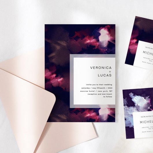 Invitation Peinture Élégante Mariage de brosse moderne