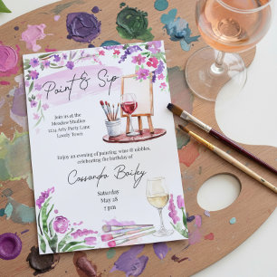 Invitation Peinture et dégustation de vin et chevalet d'art p