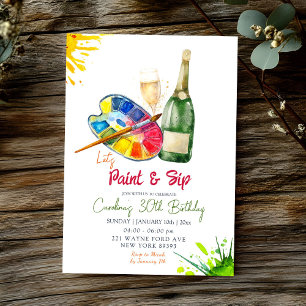 Invitation Peinture et seep Anniversaire adulte