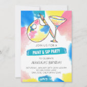 Invitation Peinture et Sip Peinture et Vin Anniversaire (Devant)