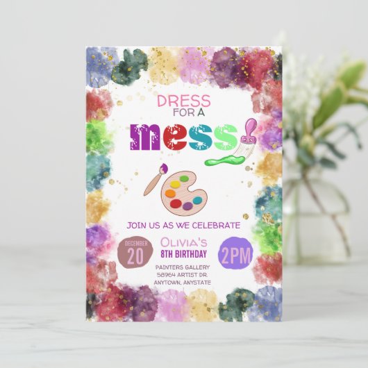 Invitation Peinture fête d'anniversaire (Debout devant)