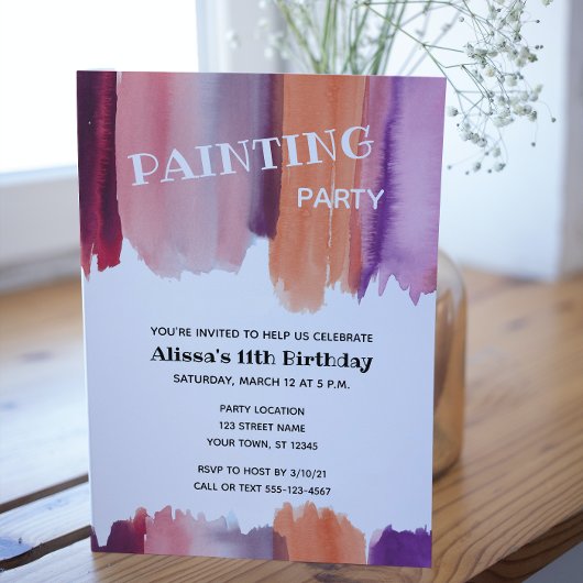 Invitation Peinture fête d'anniversaire