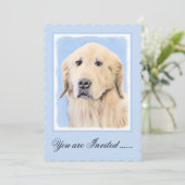 Invitation Peinture Golden Retriever - Joli art original chie (Debout devant)