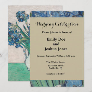 Invitation Peinture impressionniste Vase Iris de Van Gogh