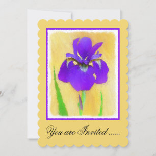 Invitation Peinture Iris à pois pourpre - Chien original mign
