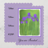 Invitation Peinture Iris Violet - Art Fleur Originale (Devant / Derrière)