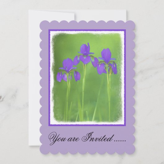 Invitation Peinture Iris Violet - Art Fleur Originale (Devant)